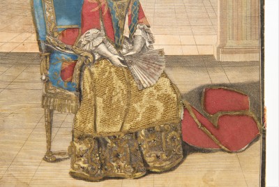 Estampe habillée, fin du XVIIe - La Duchesse de Bourgogne, chez Trouvain à Paris