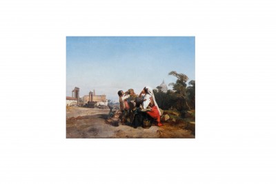 Eugène LE POITTEVIN (1806-1870) - Scène de genre sur le Forum romain, 1842