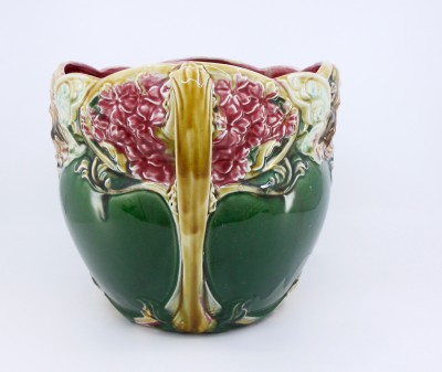 Cache-pot Art Nouveau, Onnaing - Femme papillon, modèle "Biarritz", vers 1900