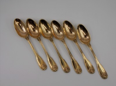 Six cuillères en vermeil dans leur écrin, XVIIIe - Alberti, Strasbourg vers 1770