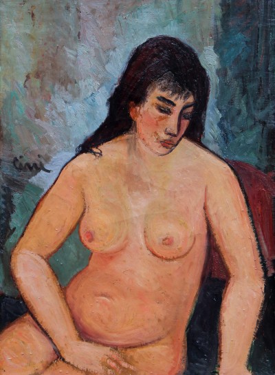 Alfredo CINI (1887-1970) - Grand nu, huile sur toile vers 1930