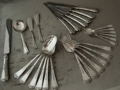 Ménagère en argent massif pour 6 - Jezler, modèle Muguet
