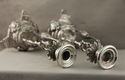 Bougeoirs aux oiseaux en argent - Porto, 1870-1881