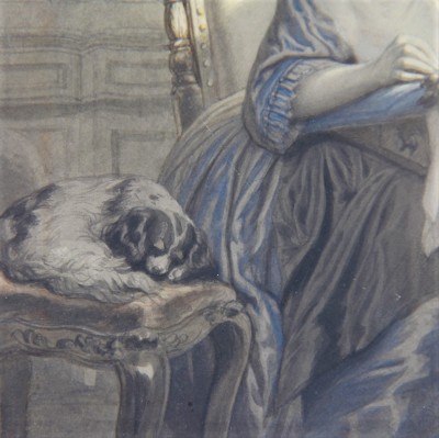 Josephus Laurentius Dyckmans (1811-1888) - La dentellière, aquarelle sur trait, 1850