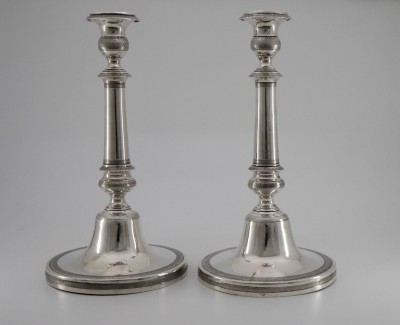 Paire de flambeaux en argent, Naples 1832-1835 - Orfèvre G. Schisani