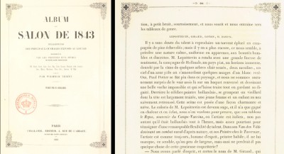 L'album du Salon de 1843. Le critique loue le coloris de Le Poittevin et sa "remarquable flexibilité de talent", lui qui passe avec brio du paysage hollandais à la lumière vibrante de l'Italie.