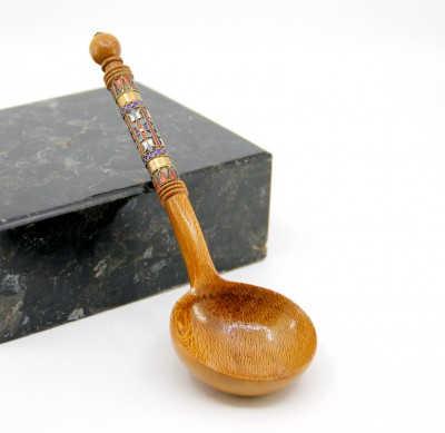 Cuillère russe - Bouleau de Carélie, argent doré et émaux filigranés