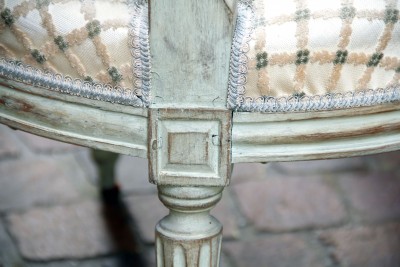 Paire de cabriolets d'époque Louis XVI - Hêtre laqué vert d'eau