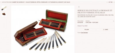 Dix-huit couteaux à dessert d'époque Louis XVI - François Charles Gavet, coutelier du Roi – Paris 1788-1789