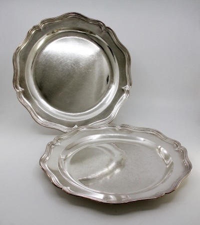 Paire de plat ronds en argent, Lausanne vers 1770 - Elie Papus & Pierre-Henri Dautun