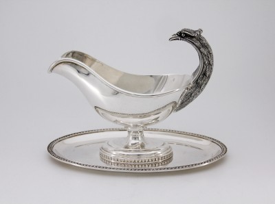 Saucière de style Empire à tête d'aigle - Argent massif, Italie vers 1950