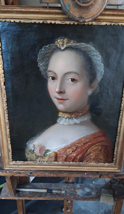 Portrait de jeune femme, XVIIIe - Signé Masson et daté 1758