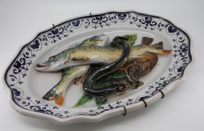 Léon BRARD (1830-1902) - Grand plat aux poissons, vers 1880