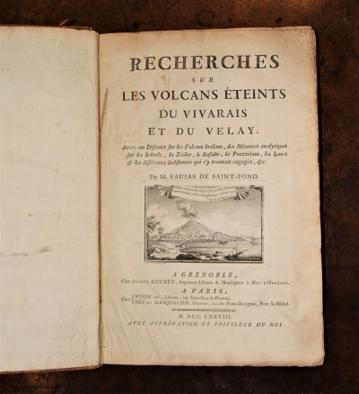 Recherches sur les volcans éteints du Vivarais et du Velay - Faujas de Saint-Fond, édition originale, 1778