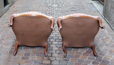 Paire de fauteuils à la Reine d'époque Louis XV - Estampille de François CANOT — Lyon, vers 1760