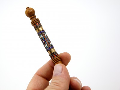 Cuillère russe - Bouleau de Carélie, argent doré et émaux filigranés