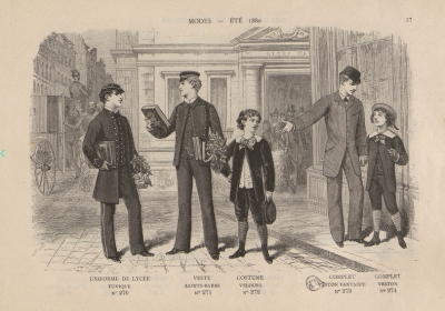 Uniforme "Sainte-Barbe", gravure de mode été 1880 - illustration tirée du blog Les petites Mains