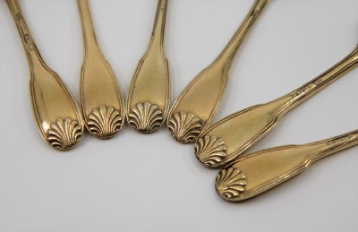 Six cuillères en vermeil dans leur écrin, XVIIIe - Alberti, Strasbourg vers 1770