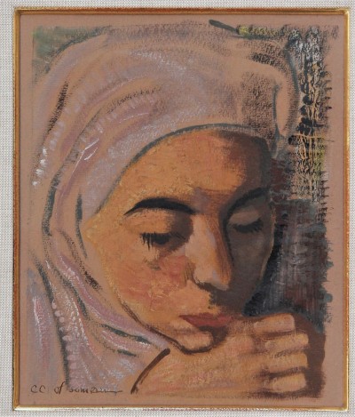 Charles-Clos OLSOMMER (1883-1966) - Portrait, technique mixte sur carton