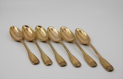 Six cuillères en vermeil dans leur écrin, XVIIIe - Alberti, Strasbourg vers 1770