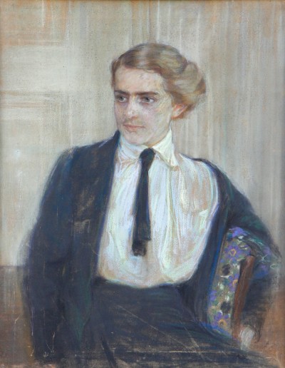 Frieda MENSHAUSEN-LABRIOLA (1861-1939) - Portrait de femme, grand pastel, vers 1920