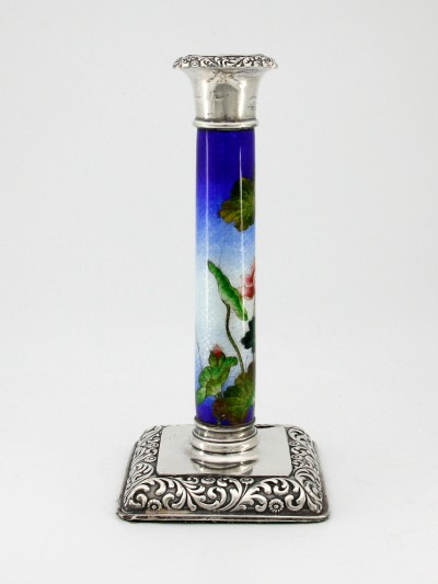 Bougeoir en argent et émail Tsuiki-Jippo - Japon, fin du XIXe