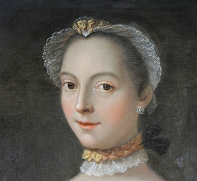 Portrait de jeune femme, XVIIIe - Signé Masson et daté 1758