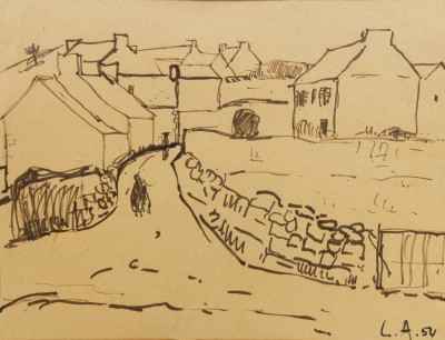 Léo ANDENMATTEN (1922-1979) - Village en Bretagne, feutre noir sur papier, 1954