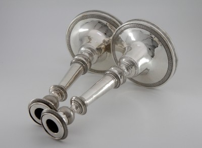 Paire de flambeaux en argent, Naples 1832-1835 - Orfèvre G. Schisani