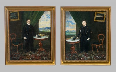 Deux portraits de collégiens - Second Empire, ca 1860