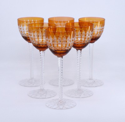 Six verres à vin du Rhin Baccarat - Modèle S.1133, vers 1930