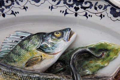 Léon BRARD (1830-1902) - Grand plat aux poissons, vers 1880