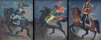 Henry MEYLAN (1895-1980) - Trois cavaliers du 1er Empire