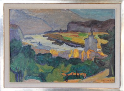 Christiane ZUFFEREY (1920-2011) - Le Rhône près de Sierre, 1954