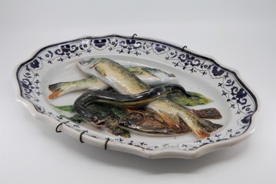 Léon BRARD (1830-1902) - Grand plat aux poissons, vers 1880