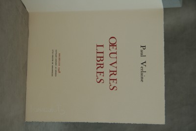 Verlaine - Oeuvres libres - Bruxelles, 1948