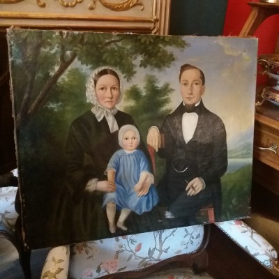 Portrait de famille, 1852 - Huile sur toile, signée Droz