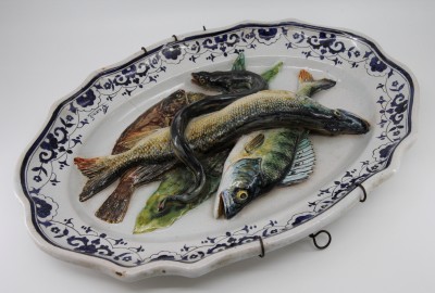 Léon BRARD (1830-1902) - Grand plat aux poissons, vers 1880