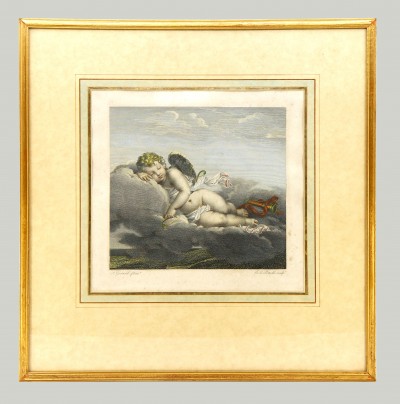 Le Repos, par F. Gérard et J.-L. Potrelle - Gravure aquarellée, vers 1810