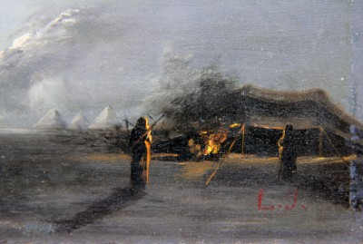 Paire de tableaux orientalistes - Signés L.J, vers 1900