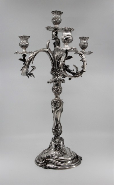 Candélabre à 4 feux en argent massif - s.d. Joseph-François JOINDY pour FRAY Fils, Paris 1875-1891