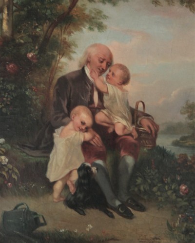 Le grand-père et ses petits-enfants - Huile sur toile, 1847