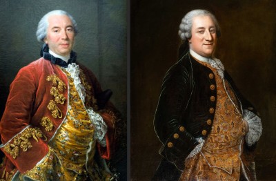 Le comte de Buffon par Drouais en 1763 (à gauche) et Jean-Jaques Aunant, vers 1765